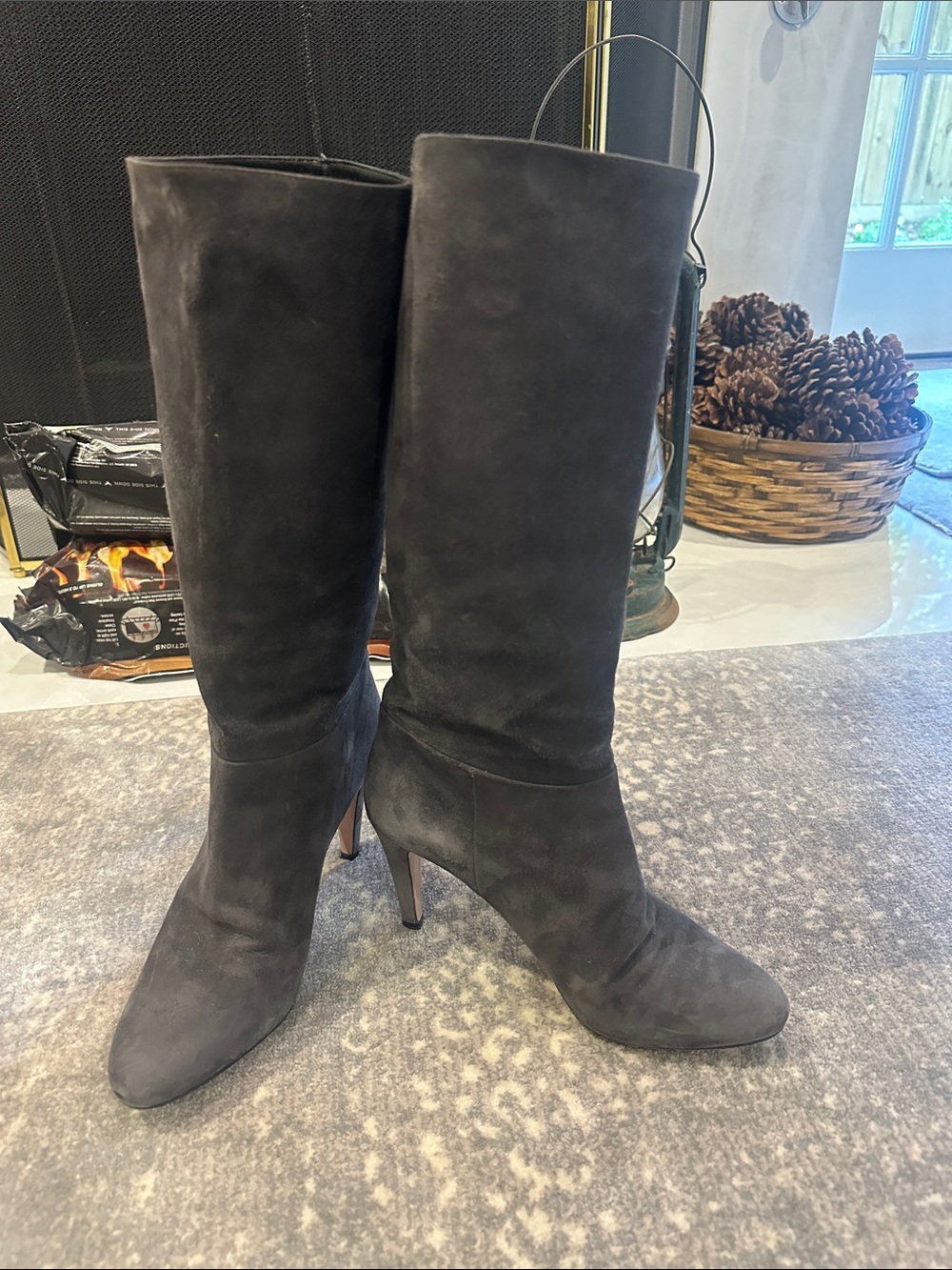 PRADA GREY SUEDE SLOUCHY BOOT SIZE 7.5